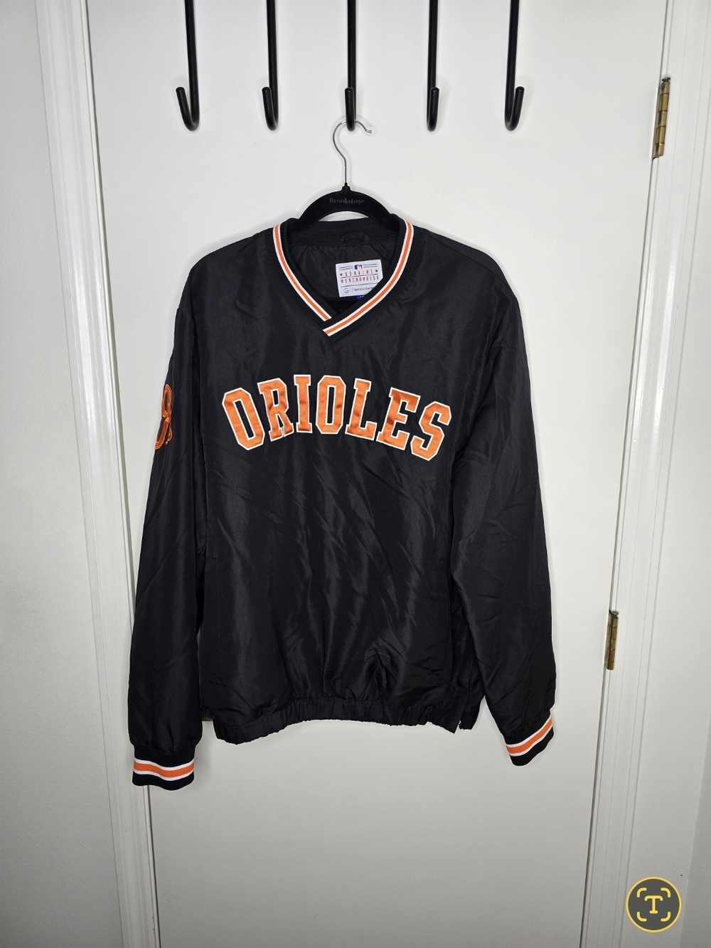 Vintage 90's Men's Baltimore Orioles Black & Orange Pullover Warmup Jacket Larg